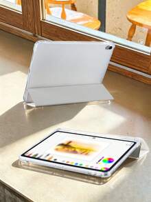 1件粉黑蝴蝶結波點平板保護殼，適用於iPad Mini 4/5/6/7/Air/Air 2/9.7/10.2/10.5/10.9 (Air 4-Air 8)/Pro 11/10th Gen/A16/Pro 11 2024、Galaxy A8，彩繪圖案軟殼，三折支架，自動休眠/喚醒，內置筆槽，不含筆 - 彩色 - 查看 8