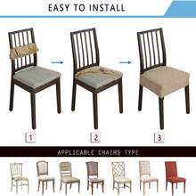 1/4/6pcs Dining Chair Covers, Flannel Jacquard Chair Covers, Removable And Washable Furniture Protection Covers, Suitable For Dining Room, Living Room, Bedroom And Office Home Decor - Small Round 05 - View 8