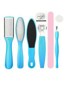 Set Perawatan Kaki, Termasuk Pengikis Kaki, Pengangkat Kulit Mati, Kikir Kaki, Alat Pedikur, Set Penghilang Kapalan untuk Anak-Anak, Salon Rumah, SPA, dan Unisex, Kikir Kaki Stainless Steel, Pembersih Perawatan Kaki, Pemotong Kuku - Biru - View 17
