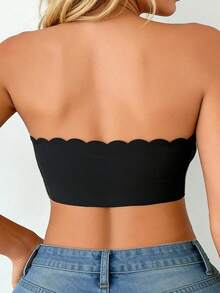3pcs Mocha Color Front-Closure Fan-Shaped Bandeau Bra, Upgraded Wide Silicone Anti-Slip Straps, Soft Comfortable Lining, Seamless Wire-Free Women's Lingerie - Multicolor - View 2