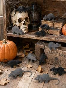 20pcs Halloween Prank Props Mini Plastic Simulation Fake Mouse Decoration, Realistic Prank Mouse Simulation Product, Suitable For April Fool's Day And Halloween Parties - Multicolor - View 2