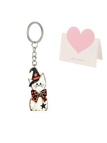 2d Flat Acrylic Witch Cat Decoration Keychain Pendant, Cat Keychain, Event Commemorative Gift, Couple Keychain, Backpack Pendant, Car Keychain, Unisex - Multicolor - View 11