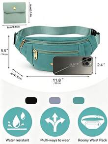 Tas Pinggang Nilon, Tas Pinggang Horizontal Multi-Saku dengan Tarikan Resleting Ekstra Besar, Tali Bahu yang Dapat Diatur dan Gesper Lepas Cepat, Tas Multifungsi Kapasitas Besar, Cocok untuk Perjalanan Harian Wanita dan Aktivitas Luar Ruangan - MultiWarna - View 11