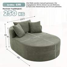 Compressed Oval Recliner In Corduroy, No Assembly Required, Good Spring Effect, 122 Cm Deep Seat, Minimalist Single Armchair In Solid Color, Pet-Friendly Armchair For Living Room - Gray-green - View 8