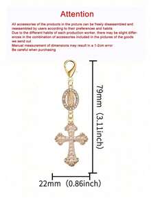 Christian Charm Keychain With Religious Cross, Pearl And Diamond Pendant - Cross Keychain, Bag Charm, Cross Pendant, Decorative Wallet, Backpack, Earphone Case, Luggage And Car Accessories - Single Accessory With Pearl, Diamond And Romantic Elements - Multicolor - View 11