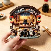 Cat Japanese Sushi Shop Fridge Magnet, 3D Embossed Personalized Cute Creative Gift Decoration Magnetic Souvenir, These Exquisite Fridge Magnets Are Perfect Creative Gifts, Can Be Used To Decorate Kitchen, Whiteboard, Storage Cabinet, Refrigerator, Also Suitable For Home Decor - Cat Japanese Sushi 1PC - View 4