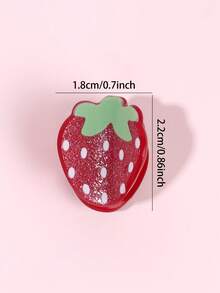 4pcs Colorful Red Strawberry Print Plastic Hair Clips, Cute Hair Accessories Suitable For Girls & Teenagers, Spring/Summer Travel Gift - Multicolor - View 5