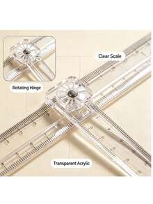 Transparent Acrylic Folding Ruler, 30cm Full Length, 15cm Folded, With Scale Markings And Dot Decoration, Top Round Clip Fixation, Portable Stationery For Student Math Drawing, Geometry Measurement, Planner Line Drawing, Office Supplies, Back To School - Multiple Styles - View 4