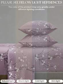 4-Piece Purple & Gray Triangle Patchwork Bed Sheet Set, Easy Care Soft Bedding Set (1 Flat Sheet + 1 Fitted Sheet + 2 Pillowcases), Knitted Bed Sheet Set Suitable For King/Queen/Full/Twin Sizes, Fits 11.8-Inch Deep Mattress, Soft Breathable Wrinkle-Resistant, Geometric Print Bedding - Purple - View 6
