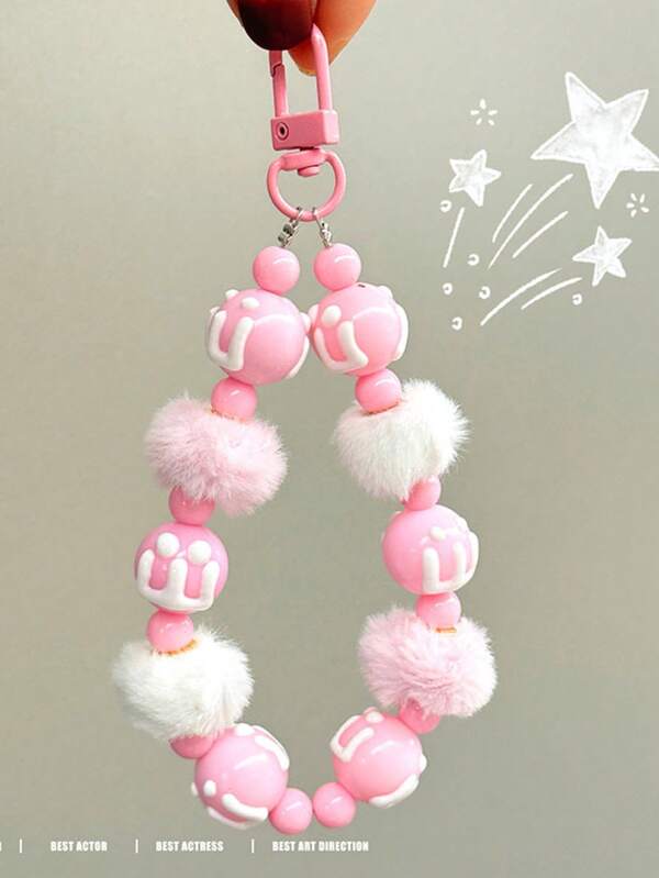1pc Cartoon Bohemian Acrylic Keychain Phone Strap Autumn/Winter European And American Style