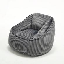Light Luxury Style Bean Bag/Striped Design Bean Bag/Memory Foam/Versatile Use/Ergonomic Design/No Assembly Required/Suitable For Living Room, Bedroom, Shopping Malls - Dark Grey - View 6