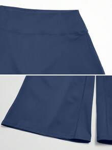 Women's Versatile Daily Minimalist High Waist Wide Leg Capri Pants, Loose Comfortable Outfit For Date Yoga Pilates - Royal Blue - View 3