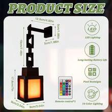 1pc 16-Color LED Pixel Night Light, Lantern Shaped Decorative Hanging Lamp, USB Powered With Remote Control, Dimmable And Color Adjustable Atmosphere Light, Suitable For Bedroom, Living Room, Game Room - Pixelated Lantern Night Light - View 3