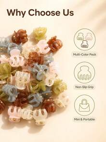 30/50/100pcs Macaron Color Mini Hair Claws, Non-Slip Bangs And Loose Hair Clips, Suitable For Girls And Women - Multicolor - View 3