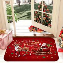 1PC Welcome Doormat With Santa Claus And Reindeer Pulling Sleigh Pattern And "It's The Most Wonderful Time Of The Year" Text | Suitable For Room Decor, Floor Mat, Bedroom Carpet, Kitchen Mat, Home Decor, Entryway Mat And Bathroom Mat. Christmas Home Decor, Perfect Christmas Gift, Suitable For Winter Use - A - View 9