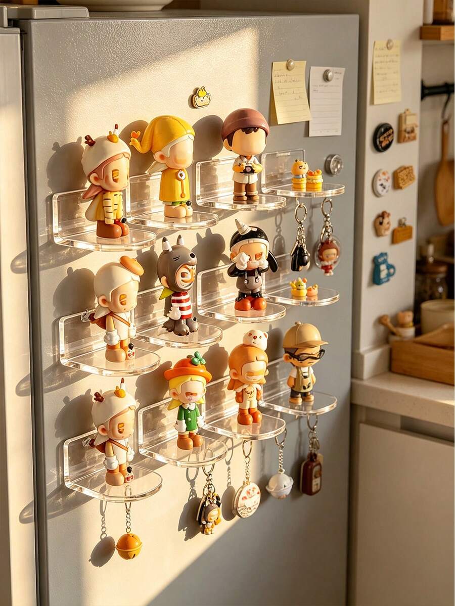 Wall-Mounted Figure Display Shelf, No-Drill Acrylic Storage Box, Wall Display Cabinet, Suitable For Figures, Standees, Mini Beads, Space-Saving Home Decor Storage Rack - Multicolor - View 1