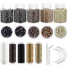 2500pcs Silicone Lining Beads, Hair Extension Tool Kit For Hair Styling And Wig DIY, 8pcs C/J/I Hair Pins, 5 Rolls Sewing Thread, Hair Extension Tool Set - View 2