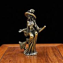 1pc Brass Material Creative Broom Moon Statue Ornament, Suitable For Living Room Desktop Home Decor Wizard Statue - Multiple Styles - View 4