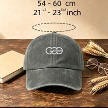 1pc God Is Good Geometric Letter Embroidered Washed Baseball Cap Vintage Distressed Soft Crown Adjustable Casual Sun Hat For Men Women - Multicolor - View 9