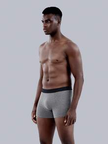 1 buah Celana Dalam Boxer Pria BONITOS dengan Pita Huruf, Model Pinggang Sedang, Celana Pendek Klasik - Grey - View 7
