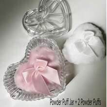 Bowknot Heart-Shaped Glass Cosmetic Jar With Lid And Fluffy Heart-Shaped Powder Puff, Victorian Style Luxury Cosmetic And Jewelry Storage Box, Elegant Bathroom Decor Box, Elegant Heart-Shaped Decorative Powder Jar, Classic Cosmetic Jar, Bathroom Vanity Essential, Ideal Gift - Clear - View 11