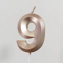 HIBIRTH 1件創意玫瑰金歌劇風數字生日蠟燭 蛋糕裝飾 0-9 數字 生日週年願望慶祝派對烘焙配件 - 查看 13