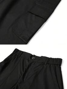 Men's Autumn/Winter Button-Up Pocket Casual Workwear Jacket - Black - View 5