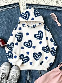 Tween Girls 2pcs Vintage Heart Print "Chill Chill" Pattern Hoodie And Leggings Set, Cute Summer Back To School Outfit, Y2K Campus Style - Multicolor - View 5