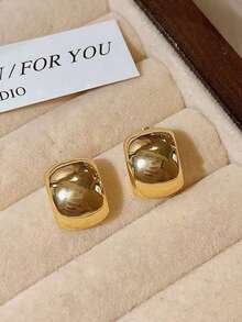 12pcs Fashionable Personalized Pearl Geometric Round Stud Earrings, Sweet Romantic Multi-Style Earrings, Suitable For Women's Daily Wear, Gatherings, Party Matching - Yellow Gold - View 4