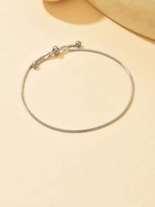 1pc Fashion Snake Chain Stainless Steel Bracelet, Minimalist Versatile Daily Wear, Celebration Party Accessory Lightweight Jewelry Gift For Her Women - Bracelet - View 7