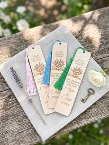 1pc Custom Text Wooden Bookmarks Wedding Favors For Guests, A New Chapter Begins, Bridal Shower Gifts, Save The Date - Multicolor - View 3