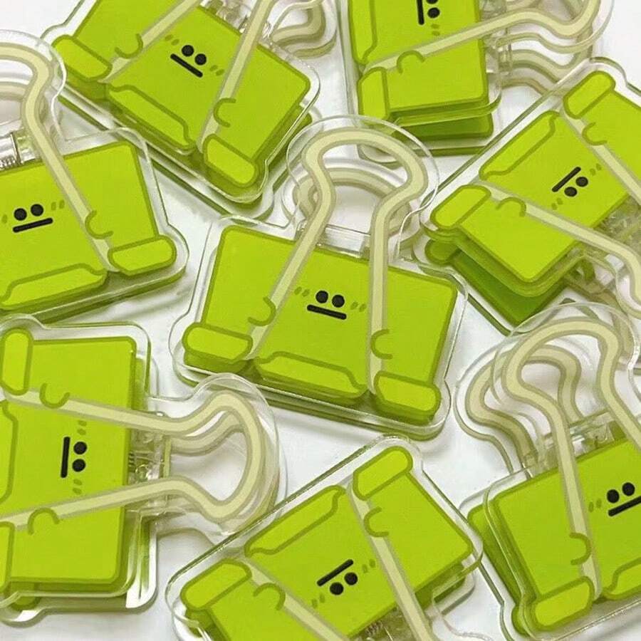 Colorful Cartoon Acrylic Expression Small Eyes Long Tail Clips Office Stationery PP Clips File Ticket Clips Notebook Clips, Office Supplies