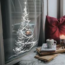 1 Christmas Pure White Christmas Tree Window Sticker, Shopping Mall Glass Sticker, Bedroom Living Room Home Decoration Atmosphere, Holiday Decoration Sticker, Window Decoration, Home Decoration, Elegant Window Art, Decorative Sticker - Christmas Tree - View 5