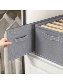 1pc Grey Fabric Foldable Clothes Storage Box, 7 Compartments Wardrobe Organizer, Durable Non-Woven Drawer Divider For Jeans, Pants, Socks, Underwear, Space-Saving Storage Container - 1 piece - View 6