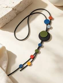 MARLIWOO 1pc Vintage Personalized Colorful Pendant Necklace, Exaggerated Style Party Fashion Jewelry, Bohemian Style - Colorful - View 2