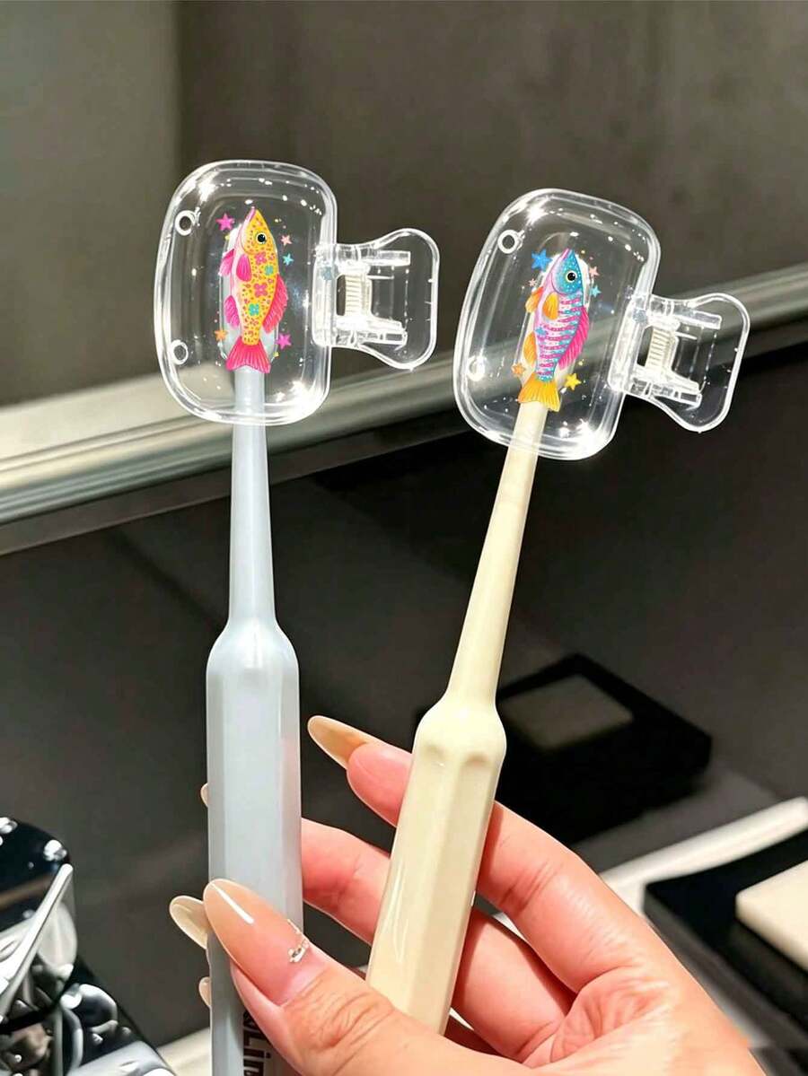 彩色沙丁魚主題便攜式牙刷盒,印有可愛沙丁魚圖案,透明旅行牙刷收納盒,牙刷頭保護夾,牙刷保護套,方便攜帶,防塵設計,適合送給愛人、朋友、家人、老師、旅行愛好者的理想禮物,居家、宿舍、度假必備。適用於生日禮物、開學禮物、婚禮配件、教師節禮物以及春夏必備品 - 彩色 - 查看 1