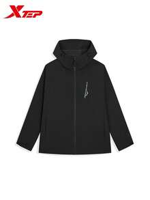 XTEP Wing Assault Jacket | New Autumn Outdoor Water-Repellent Hiking Couple Jacket For Men And Women, Solid Black - True Black - View 8
