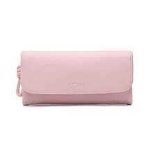 PRETTYZYS 1pc Pink Long Wallet For Women, High-End Solid Color Minimalist Multifunctional Large Capacity Phone Wallet With Multiple Card Slots, Card Holder, Coin Purse, Student, Business, Daily Travel, Valentine's Day Gift, Christmas Gift, Back To School, All Season - Pink - View 11