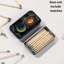1pc Vintage Abstract Sun & Moon Pattern Matchbox (Matches Not Included), Exquisitely Designed Nostalgic Match Box, Minimalist Portable Premium Matchbox, Fashionable & Attractive Pattern Design, Perfect Gift For Friends And Relatives - Multicolor - View 2