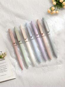 2/3/5pcs Morandi Candy Color Retractable Gel Pen,0.5mm Bullet Point Heavy‑Feel Sign Pen,Beautiful Stationery For Back‑To‑School & Office,School Supply - Multicolor - View 2
