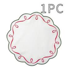1/4pcs Polygon Pink Asymmetric Embroidered Bow Napkins, Suitable For Valentine's Day, Weddings, Holidays And Daily Use. - Multicolor - View 11