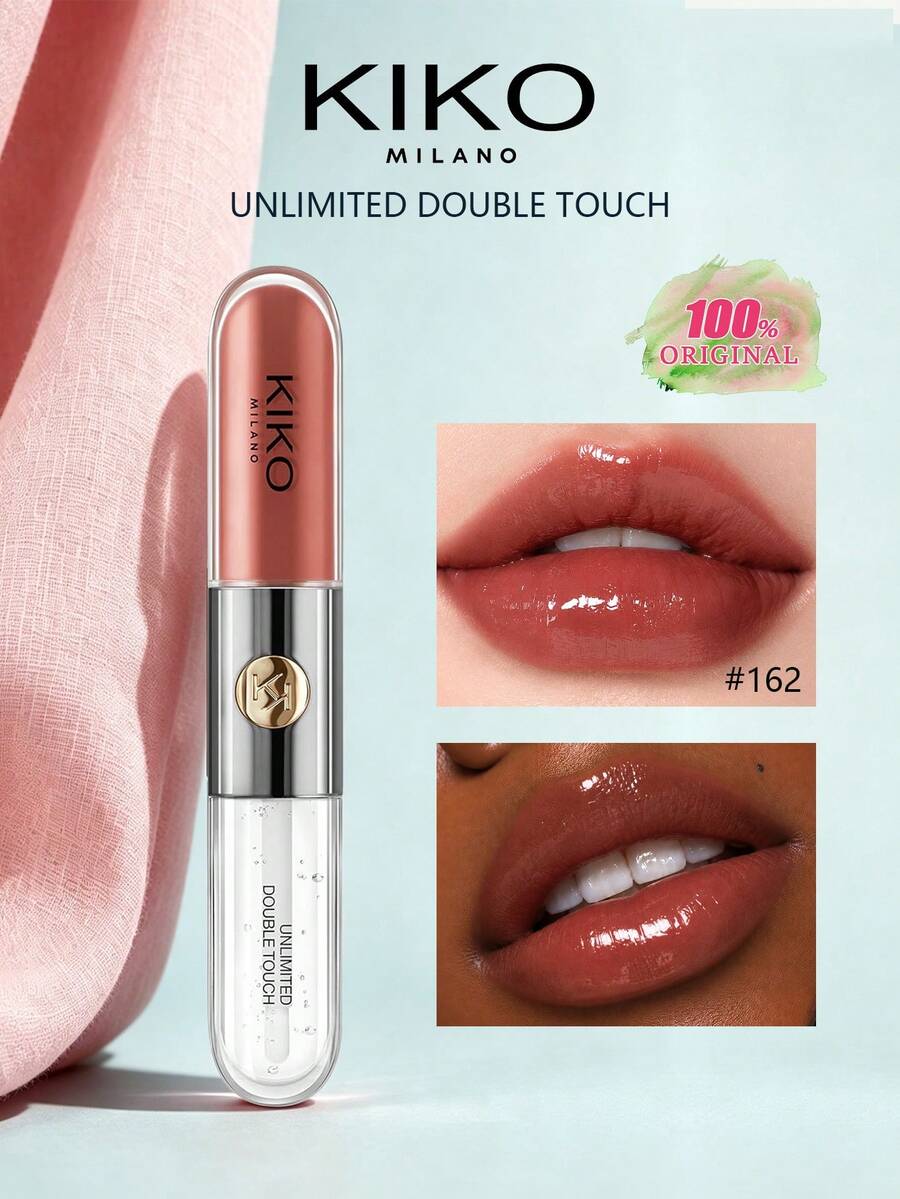 KIKO Milano UNLIMITED DOUBLE TOUCH 162 雙面唇彩，持久不褪色，不沾杯，高顯色，霧面與亮面妝效，適合日常使用，禮品
