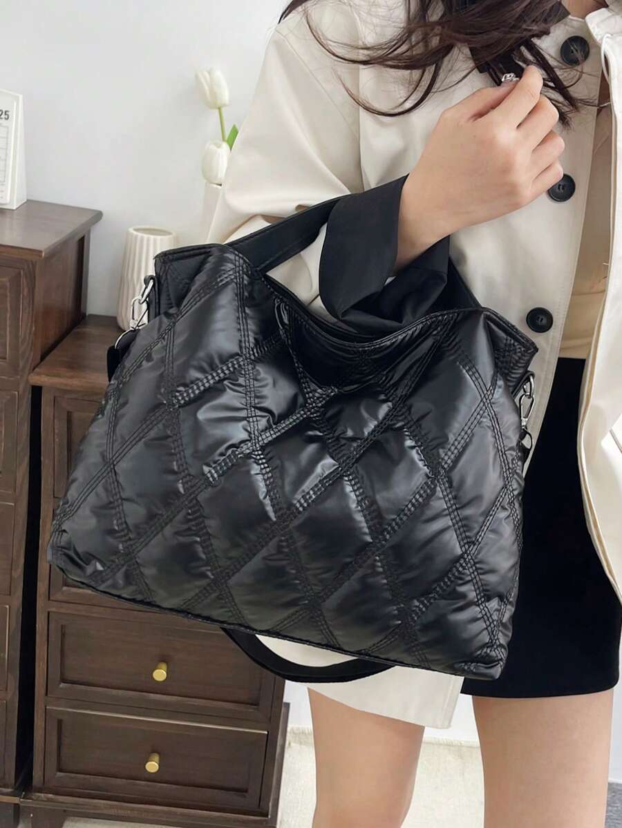 高品質大容量新款時尚秋冬加厚肩背通勤休閒托特包