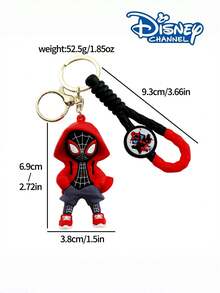 Disney Hooded Spider Keychain, Cartoon Superhero Silicone Pendant With Braided Wrist Strap Car Key Chain, Fashionable Bag Charm Pendant Small Gift For Women, Suitable For Daily Matching - Multicolor - View 9