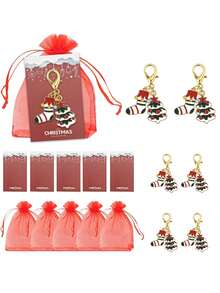 15pcs/1pc Christmas Theme Keychain Gift Set, Christmas Tree & Christmas Stocking Design, Suitable For Christmas Party Favors, Backpack Or Earphone Charms, Dinner Party Gifts, New Year Party Gifts, Winter Theme Party Souvenirs - One Size Fits All - View 1