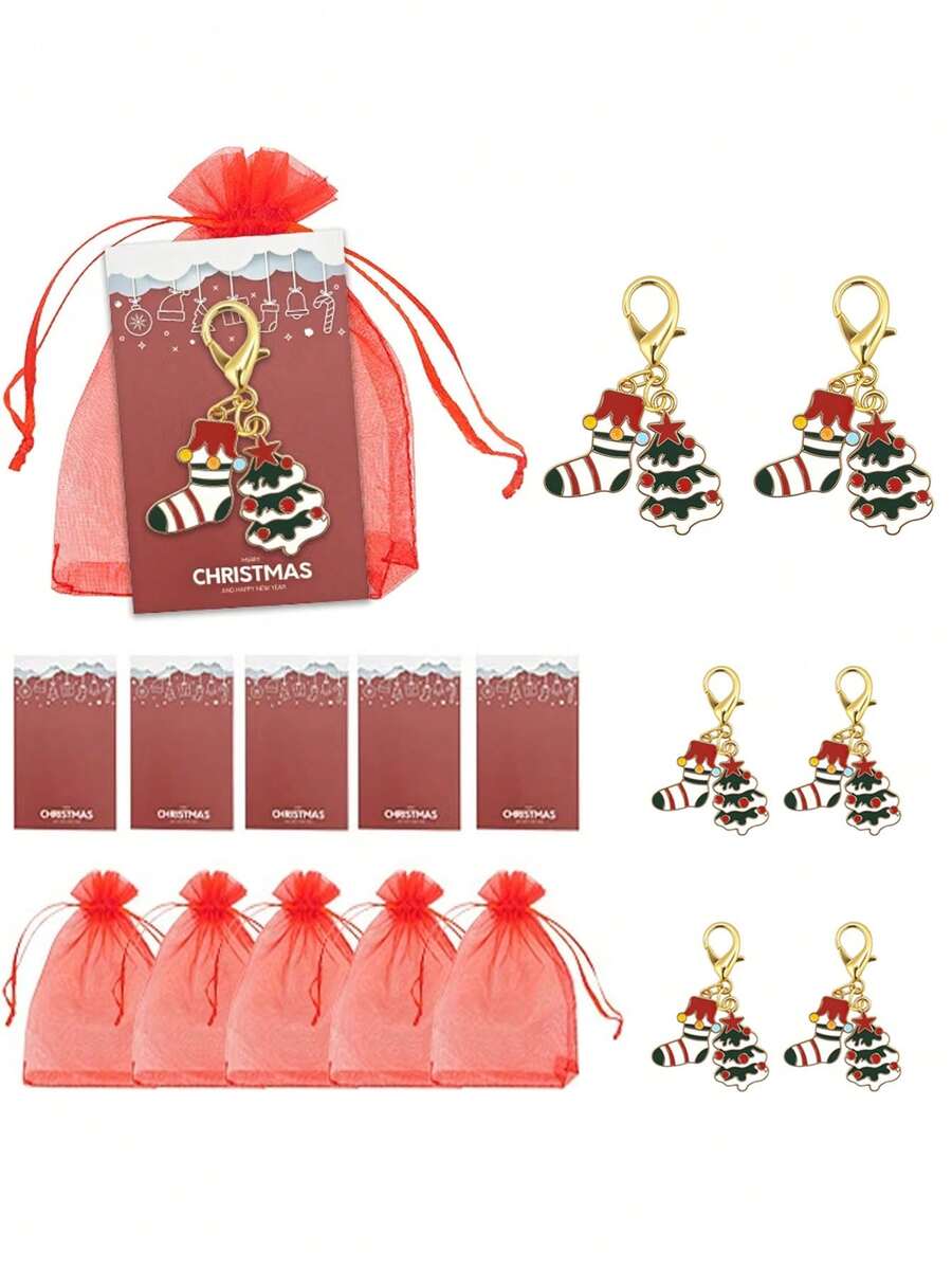 15pcs/1pc Christmas Theme Keychain Gift Set, Christmas Tree & Christmas Stocking Design, Suitable For Christmas Party Favors, Backpack Or Earphone Charms, Dinner Party Gifts, New Year Party Gifts, Winter Theme Party Souvenirs - One Size Fits All - View 1