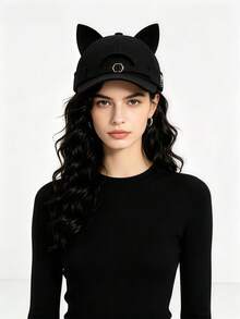 1 buah Topi Kerja Tanpa Pinggiran dengan Bentuk Telinga Kucing, Unisex, Topi Kerja Vintage dengan Pinggiran Melengkung - MultiWarna - View 7