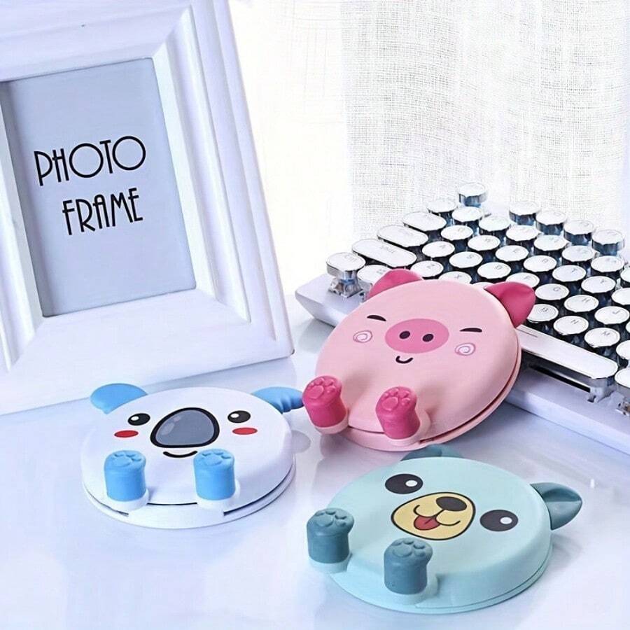 1 - Random Color Cartoon Pink Pig-Shaped Stand, Foldable For Home Use - A - View 1