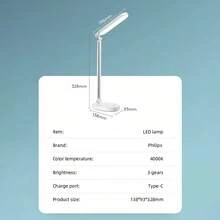 PHILIPS Lampu Belajar LED Kecerahan Tinggi, Pengaturan Kecerahan Tiga Suhu Warna, Lampu Meja Lipat untuk Membaca di Asrama, Lampu Malam Meja LED Isi Ulang untuk Mahasiswa dan Kantor - MultiWarna - View 10
