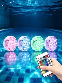 Remote Control Pool Lights, Color Changing Pool Lights (For Above Ground Pools), Battery Powered Submersible LED Lights, Suitable For Ponds, Bathtubs, Hot Tubs, Parties, Christmas Decoration - White - View 2